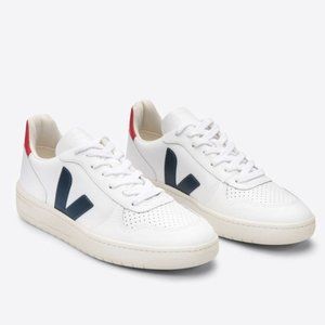 W O M E N S - - VEJA - Leather V-10 Sneakers - White/Red/Navy (Size 9)